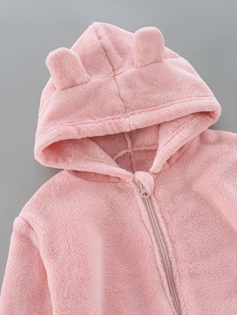 Syksy-talvi Tyttöjen Muodikas Vaaleanpunainen Lämmin Hupullinen Yksiosainen Pyjama