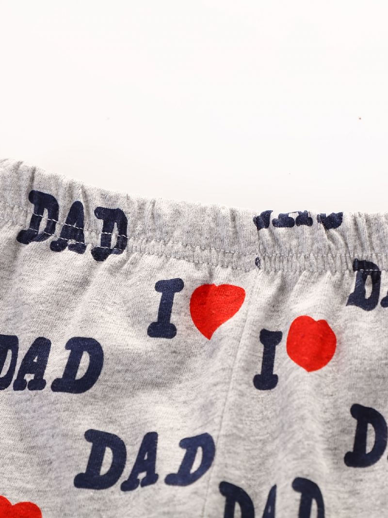 Taaperoikäisten Poikien Pyjamasetti Jossa On Iskulause I Love Dad I Mom
