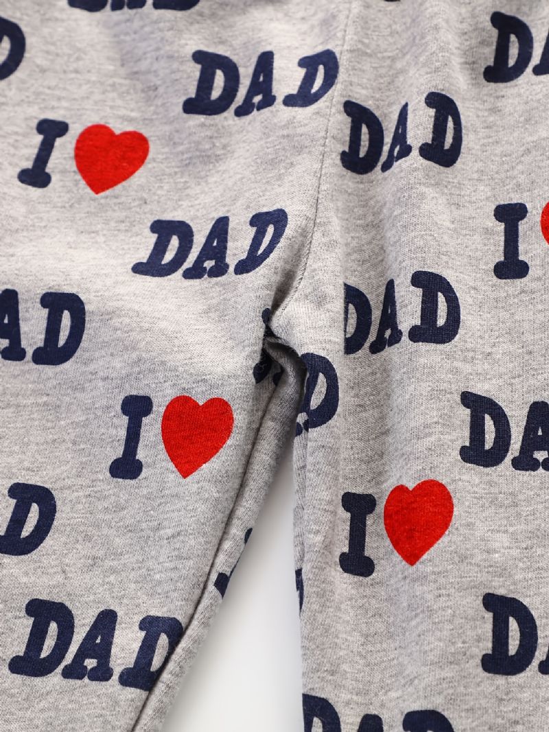 Taaperoikäisten Poikien Pyjamasetti Jossa On Iskulause I Love Dad I Mom