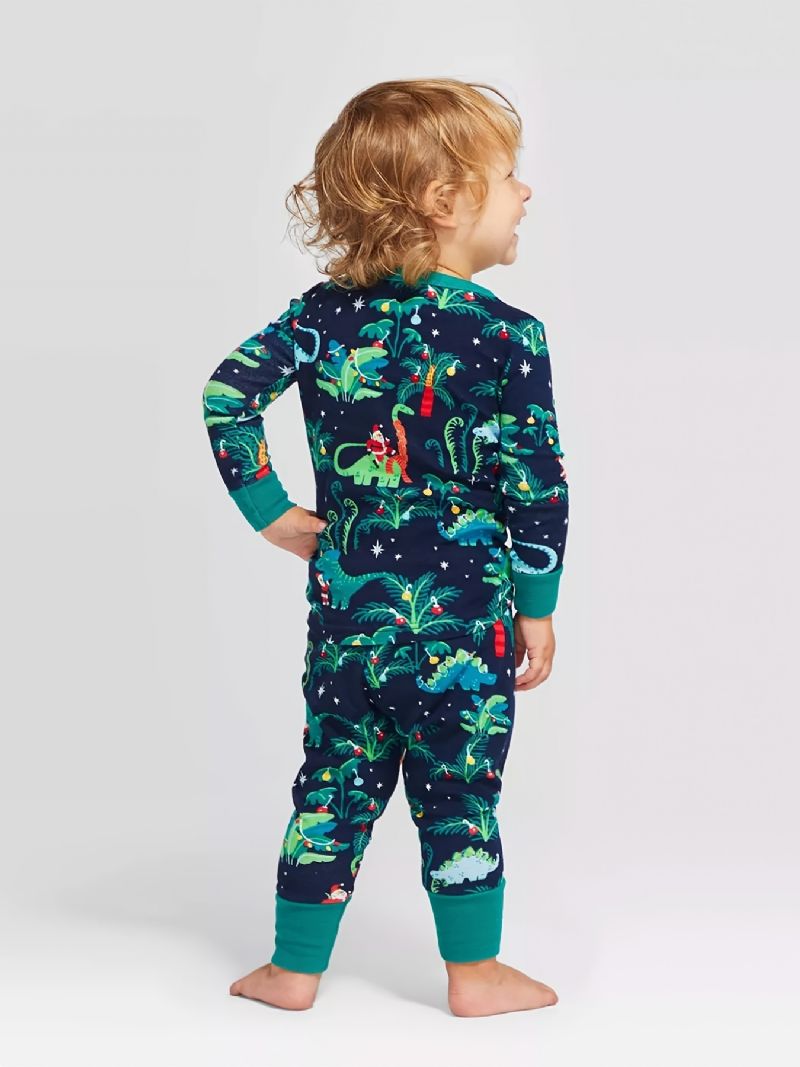 Taaperoikäisten Pyjamat Perheen Asu Dinosaur Print Pyöreäkauluksinen Pitkähihainen Haalari Pojille Tytöille