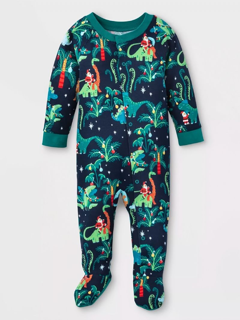 Taaperoikäisten Pyjamat Perheen Asu Dinosaur Print Pyöreäkauluksinen Pitkähihainen Haalari Pojille Tytöille