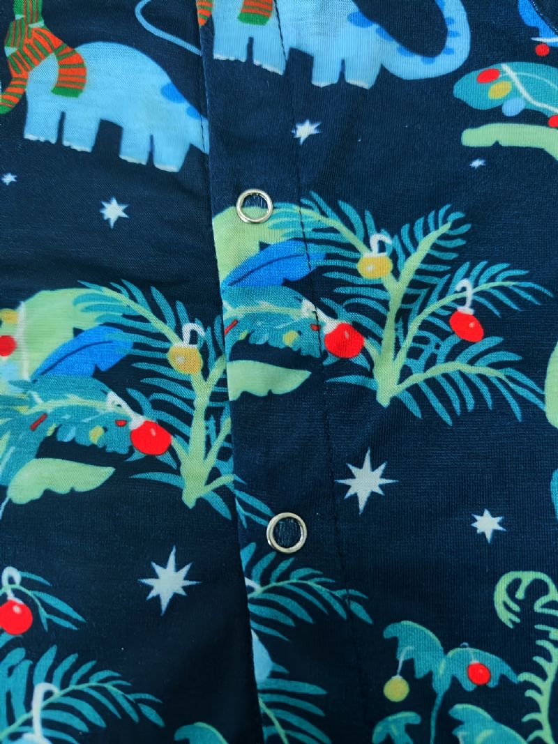 Taaperoikäisten Pyjamat Perheen Asu Dinosaur Print Pyöreäkauluksinen Pitkähihainen Haalari Pojille Tytöille