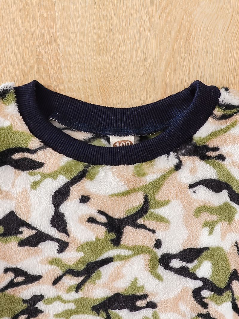 Taaperopoikien Flanelli Camo Print Crew Neck Neulepusero Pyjama-setit