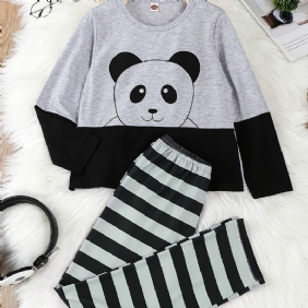 Taaperopojan Pyöreäkauluksinen Pitkähihainen Pandaprint-pyjamapuku