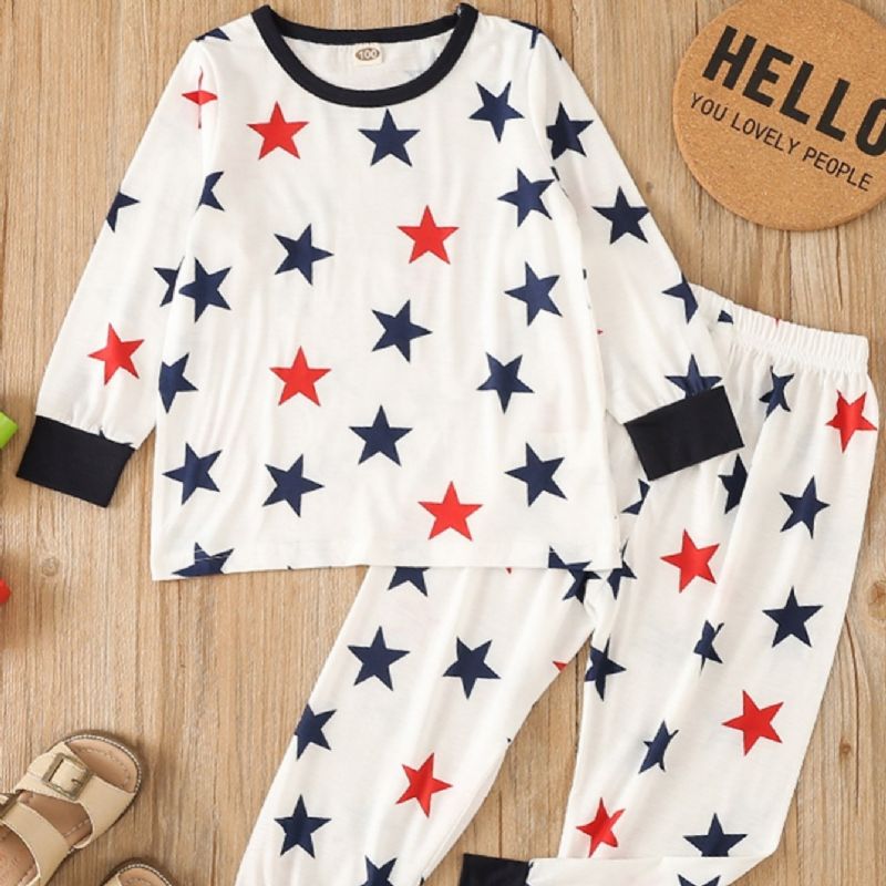 Toddler Poikien Little Star Pattern Crew Neck Collegepaita Pyjama Setit