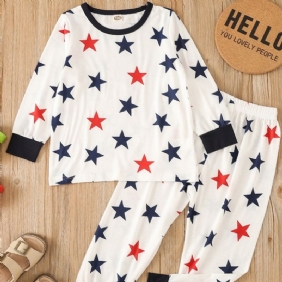 Toddler Poikien Little Star Pattern Crew Neck Collegepaita Pyjama Setit