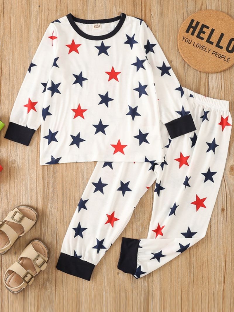 Toddler Poikien Little Star Pattern Crew Neck Collegepaita Pyjama Setit