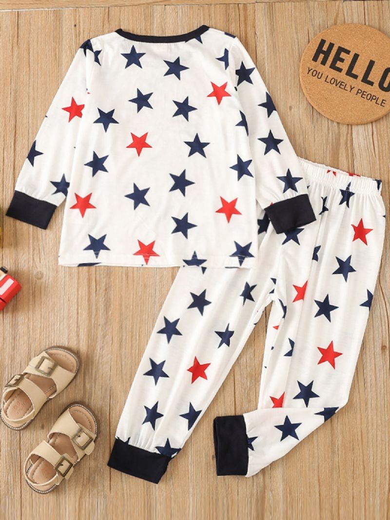 Toddler Poikien Little Star Pattern Crew Neck Collegepaita Pyjama Setit