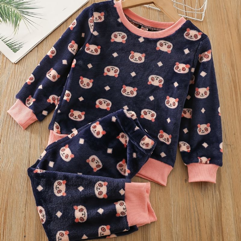 Toddler Vauvan Pyjamat Perheasu Söpö Bear Print Pyöreäpääntie Pitkähihainen Toppi & Housutsetti Tytöille Lasten Vaatteet