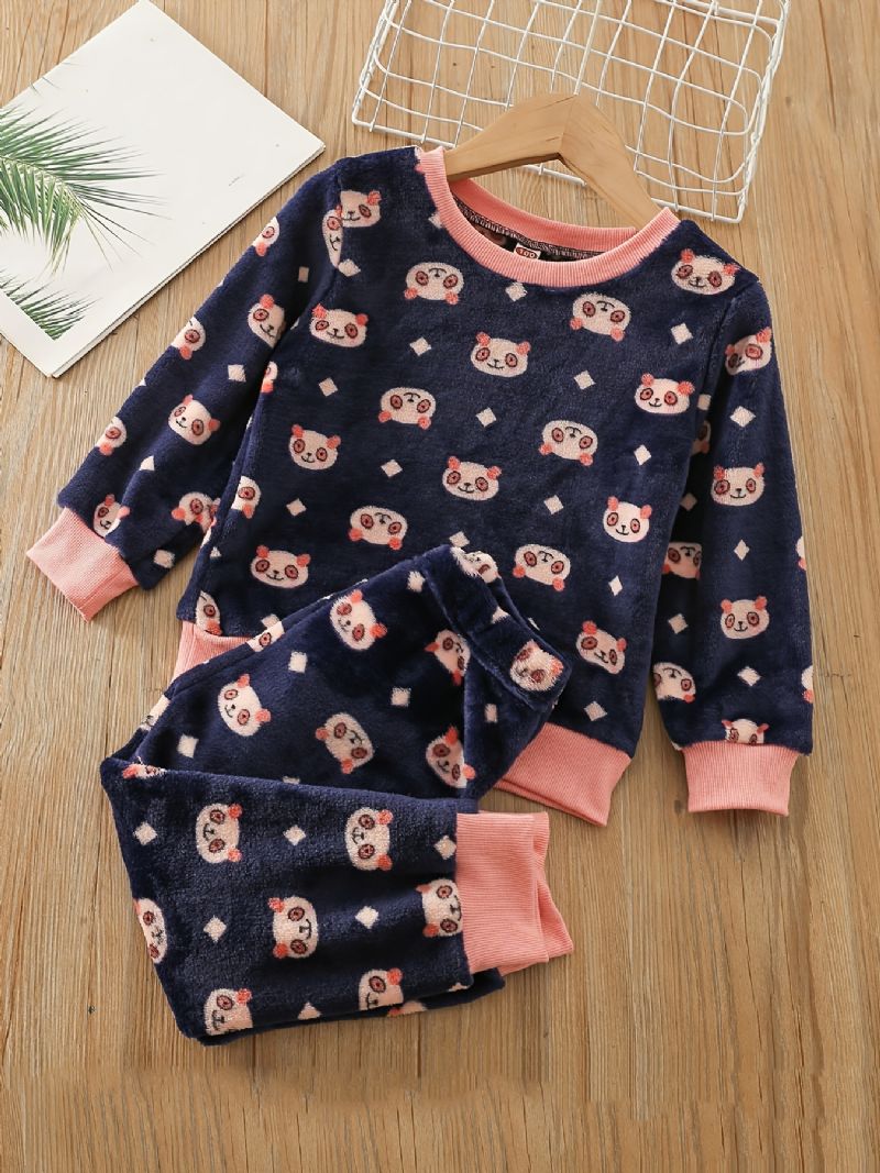 Toddler Vauvan Pyjamat Perheasu Söpö Bear Print Pyöreäpääntie Pitkähihainen Toppi & Housutsetti Tytöille Lasten Vaatteet