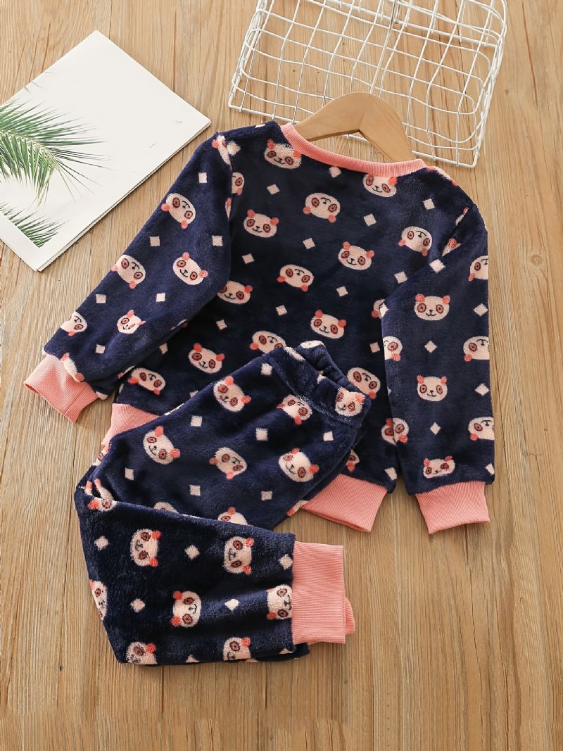 Toddler Vauvan Pyjamat Perheasu Söpö Bear Print Pyöreäpääntie Pitkähihainen Toppi & Housutsetti Tytöille Lasten Vaatteet