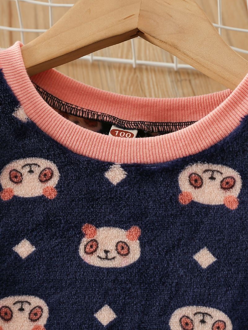 Toddler Vauvan Pyjamat Perheasu Söpö Bear Print Pyöreäpääntie Pitkähihainen Toppi & Housutsetti Tytöille Lasten Vaatteet