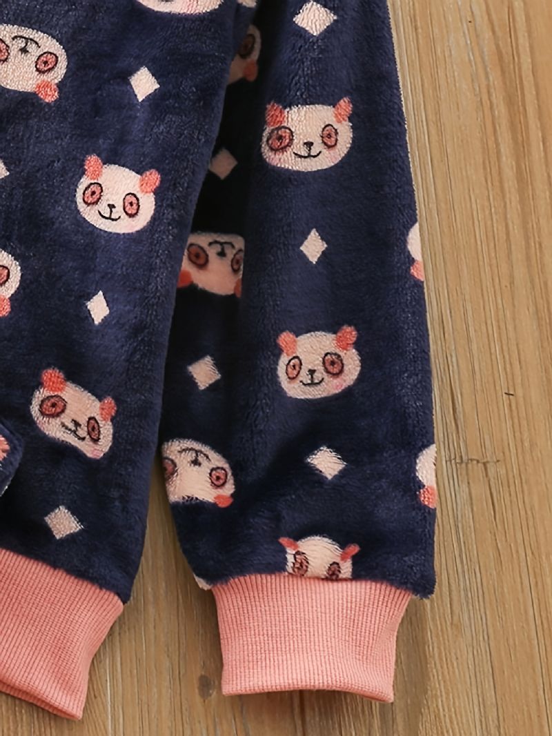 Toddler Vauvan Pyjamat Perheasu Söpö Bear Print Pyöreäpääntie Pitkähihainen Toppi & Housutsetti Tytöille Lasten Vaatteet