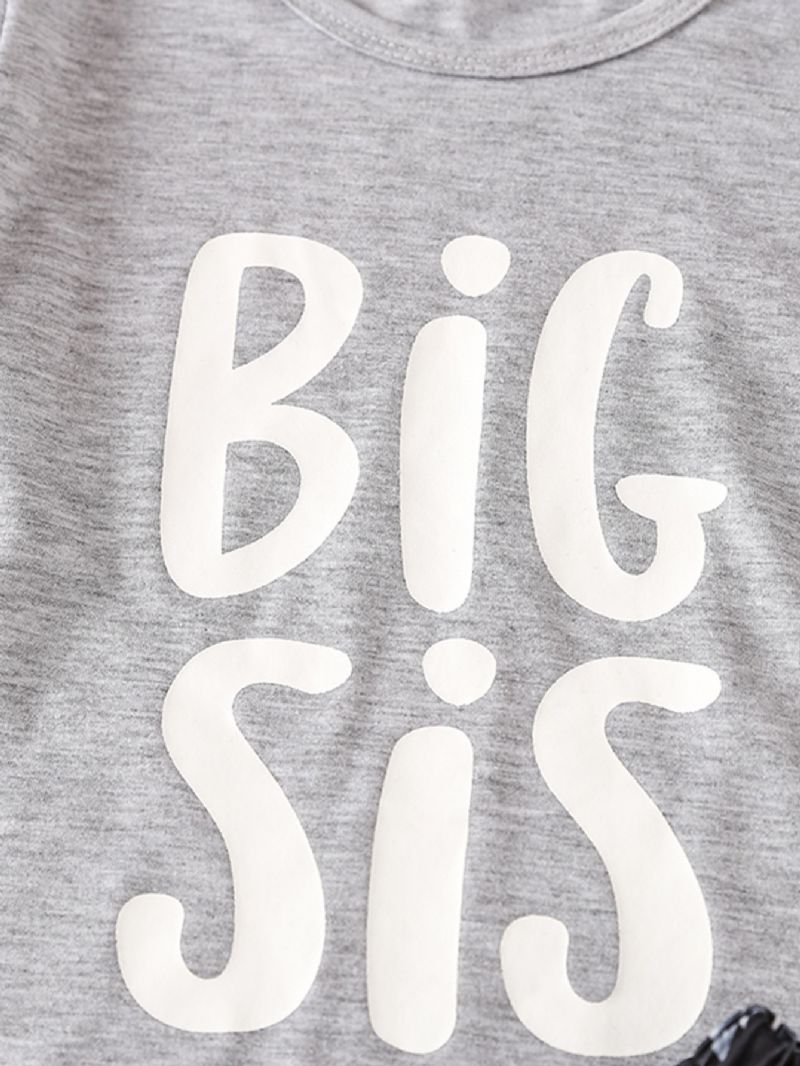 Tytöille Big Sis Letter Print Casual Pyjama-setit