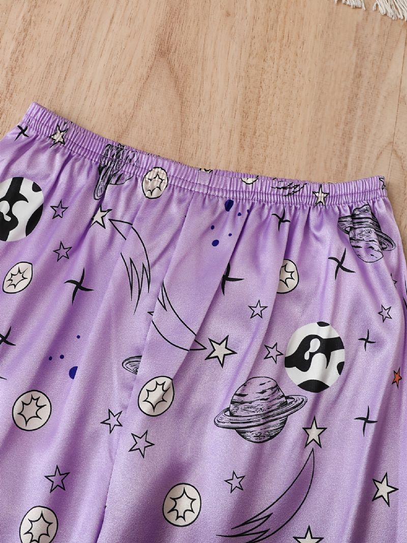 Tytöille Satin Star Print Pyjamasetti Pitkähihainen Paita + Yhteensopiva Housut Setti Lounge Wear Kotivaatteet Lasten Vaatteet