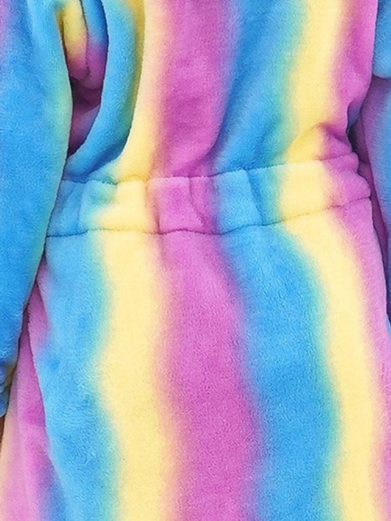 Tytöt Lämmin Fleece Kylpytakki Rainbow Galaxy Stripe Lasten Vaatteet Yöpuvut