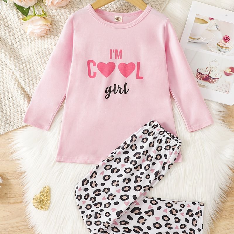 Tytöt Print Pyjama Set Crew Neck Top Housut Setti