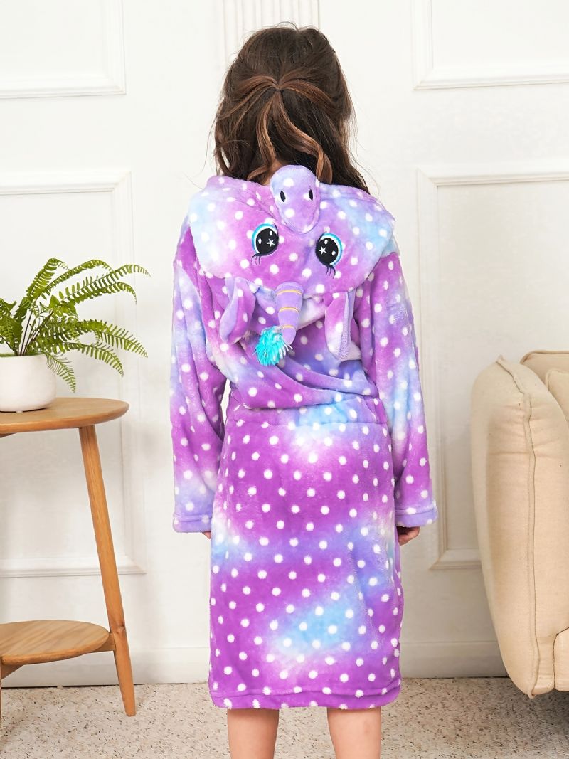 Tytöt Yksisarvinen Hupullinen Kylpytakki Purppura Galaxy Dots Fleece Lasten Vaatteet Yöpuvut