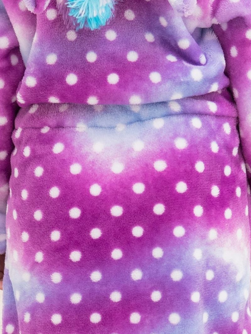 Tytöt Yksisarvinen Hupullinen Kylpytakki Purppura Galaxy Dots Fleece Lasten Vaatteet Yöpuvut