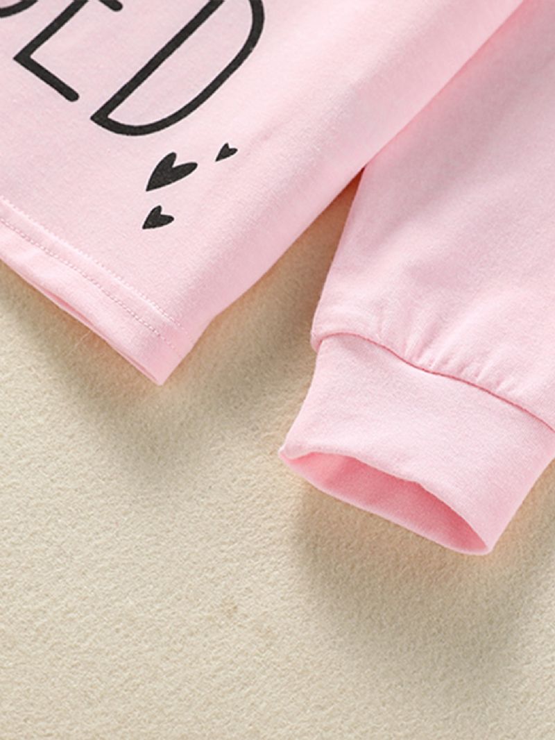 Tyttöjen Alphabet Bunny Print Pink Pyjamasetti