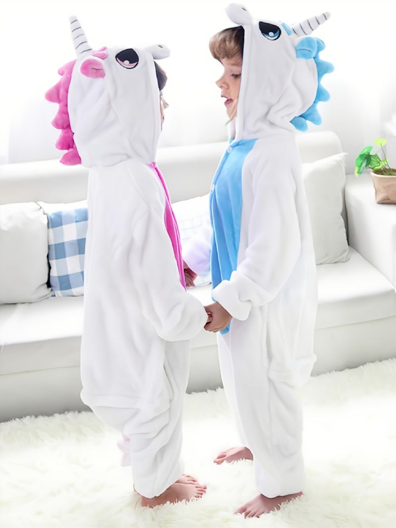 Tyttöjen Flanelli Thermal Unicorn Hupullinen Pyjamat Söpö Sarjakuvaasu Talveksi