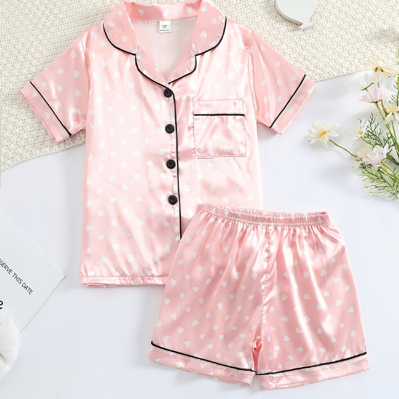 Tyttöjen Lyhythihainen Pyjamasetti Satin Pj Set