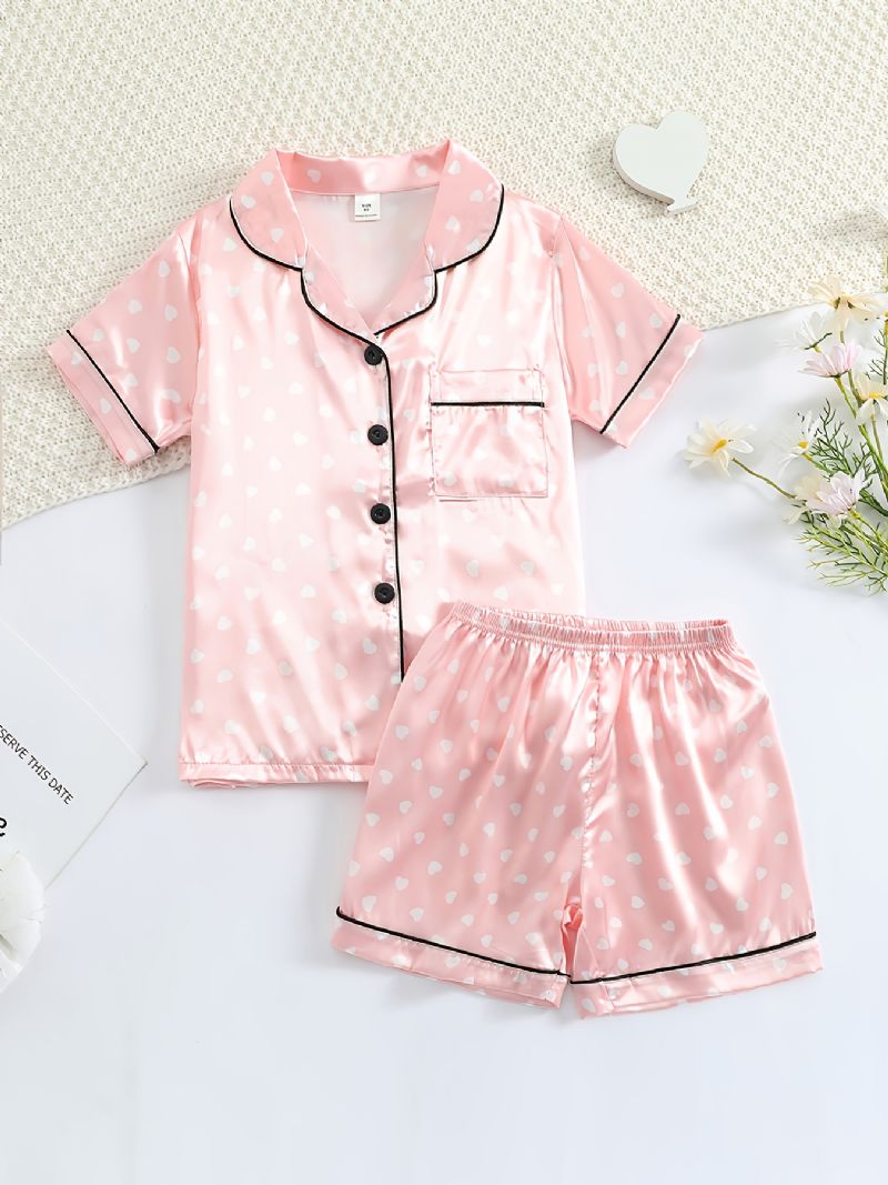 Tyttöjen Lyhythihainen Pyjamasetti Satin Pj Set