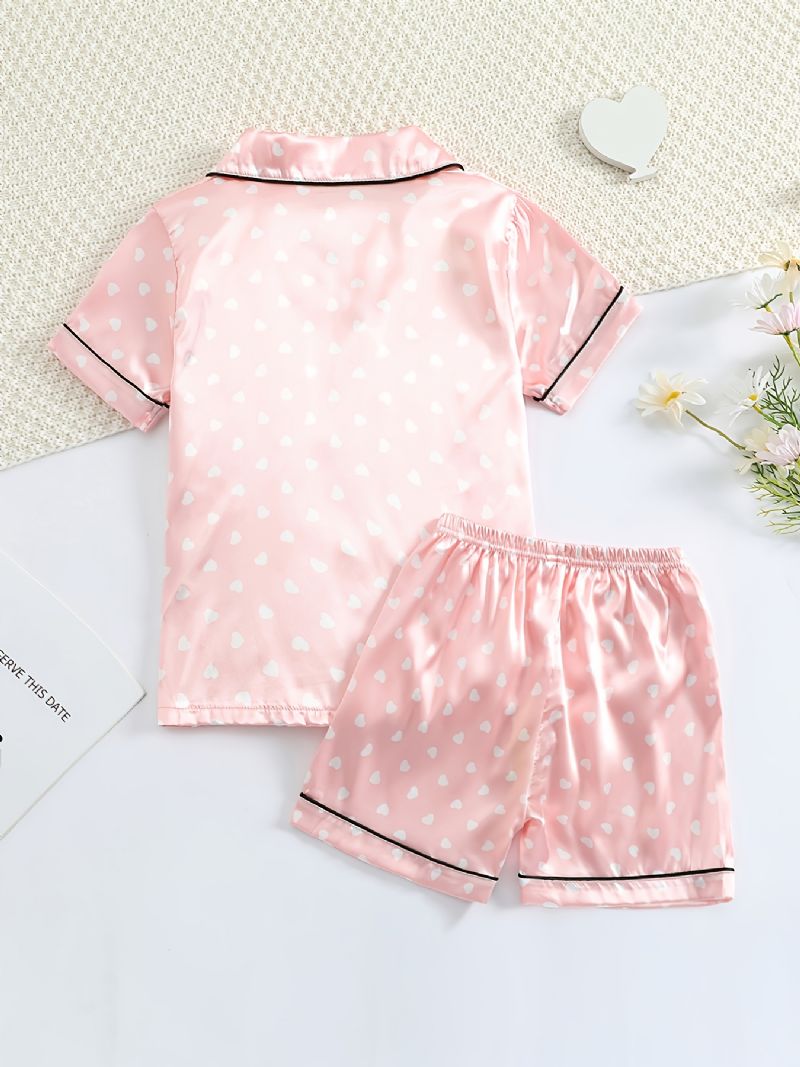 Tyttöjen Lyhythihainen Pyjamasetti Satin Pj Set