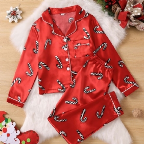 Tyttöjen Pitkähihainen Paita + Housut Pyjamasetti Lasten Vaatteet Joulu