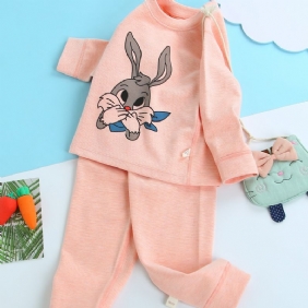 Tyttöjen Sarjakuva Rabbit Pitkähihainen Toppi + Housut Pyjamasetti Lasten Vaatteet