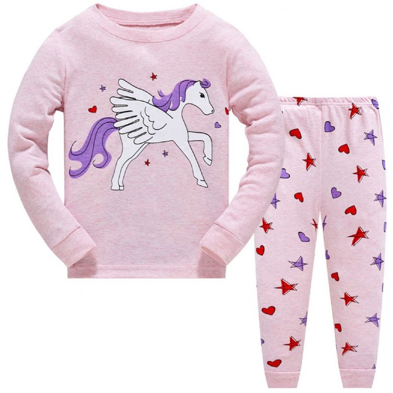 Tyttöjen Sarjakuva Unicorn Painetut Pyjamasetit