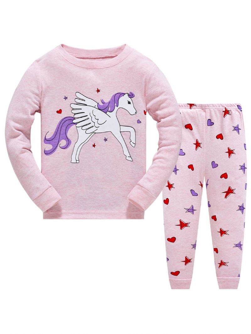 Tyttöjen Sarjakuva Unicorn Painetut Pyjamasetit