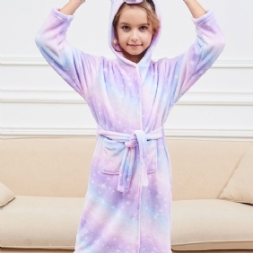 Tyttöjen Unicorn-hupullinen Kylpytakki Kirkas Purppura Galaxy Fleece Lasten Vaatteet Yöpuvut