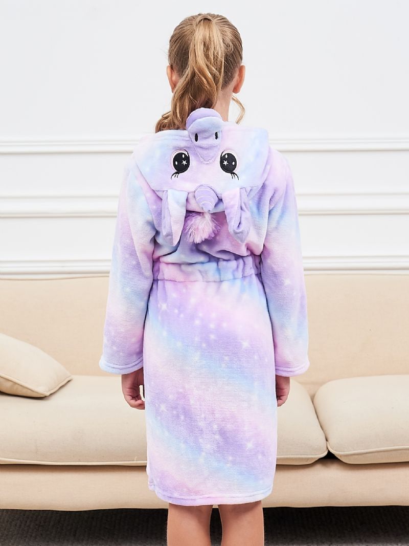 Tyttöjen Unicorn-hupullinen Kylpytakki Kirkas Purppura Galaxy Fleece Lasten Vaatteet Yöpuvut