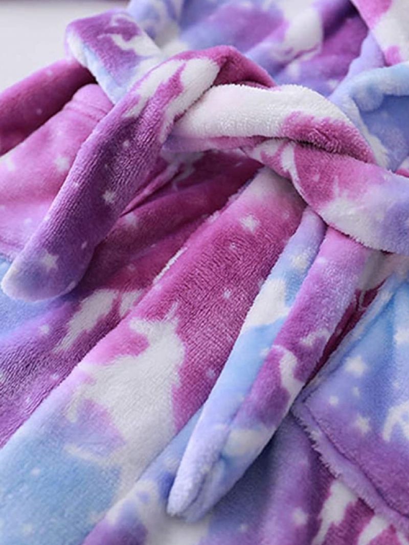 Tyttövauvojen Hupullinen Kylpytakki Unicorn Flanelli Pyjamat Pehmeä Lämmin Vyö Yöasut Talvi Lasten Vaatteet