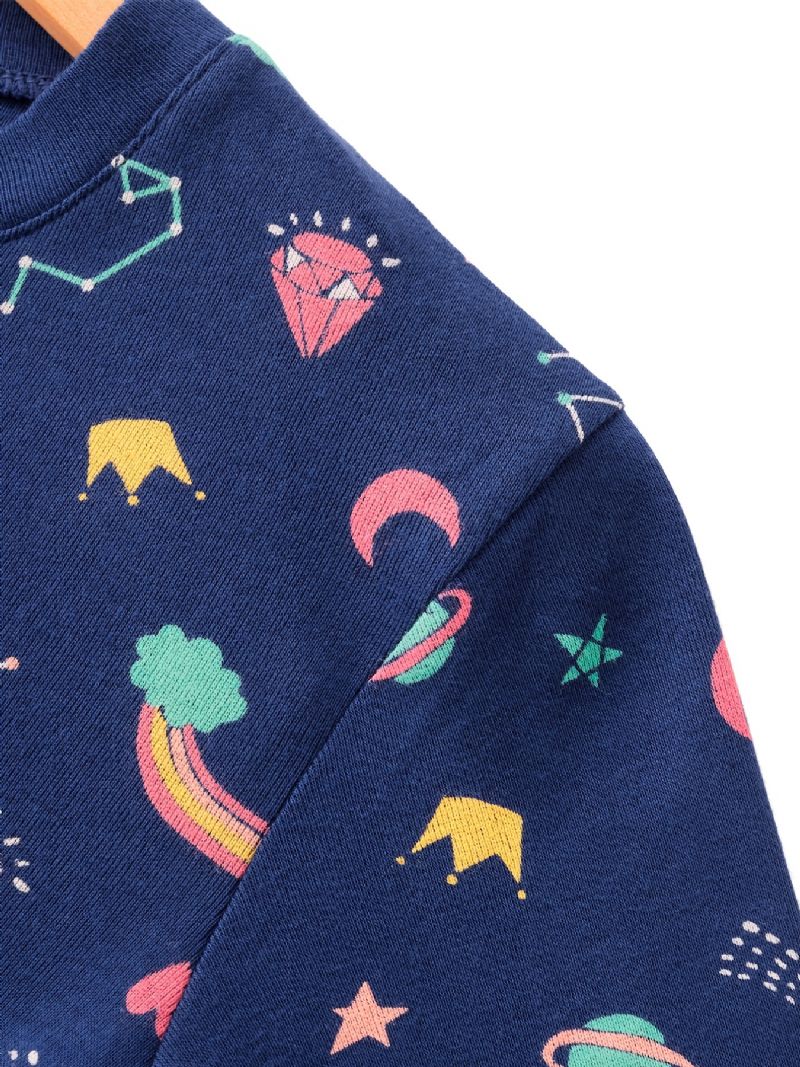 Unisex Lasten Homewear Star Print Pyjamasetti Pyöreäkauluksinen Pitkähihainen Toppi + Housutsetti Talvivaatteisiin