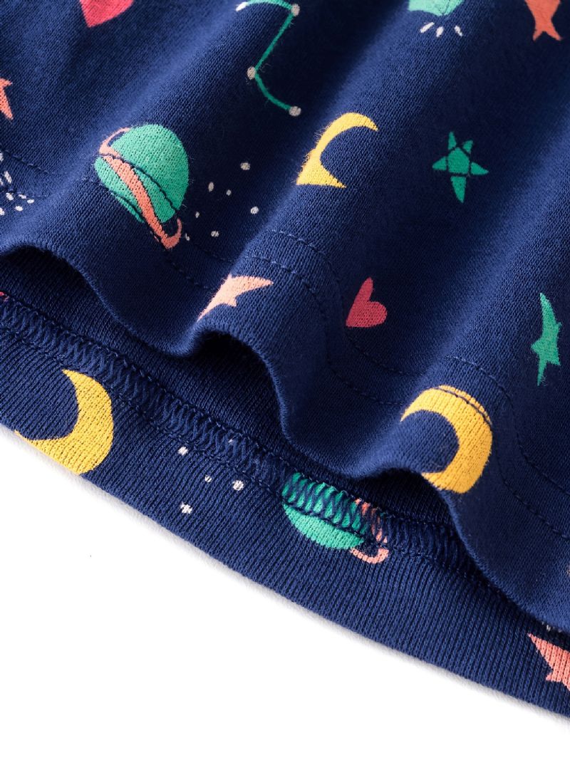 Unisex Lasten Homewear Star Print Pyjamasetti Pyöreäkauluksinen Pitkähihainen Toppi + Housutsetti Talvivaatteisiin