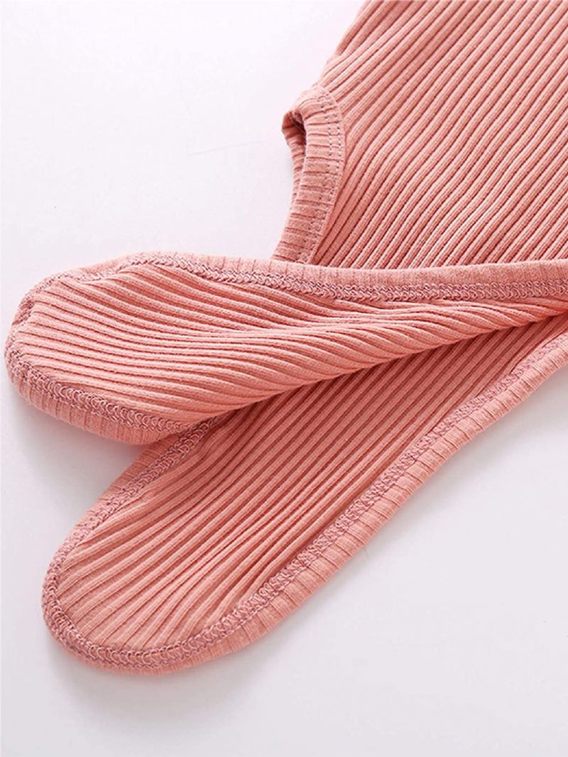 Vastasyntyneen Tyttövauvan Pyjamat Yksiväriset Pitkähihaiset Housut & Hattusetti