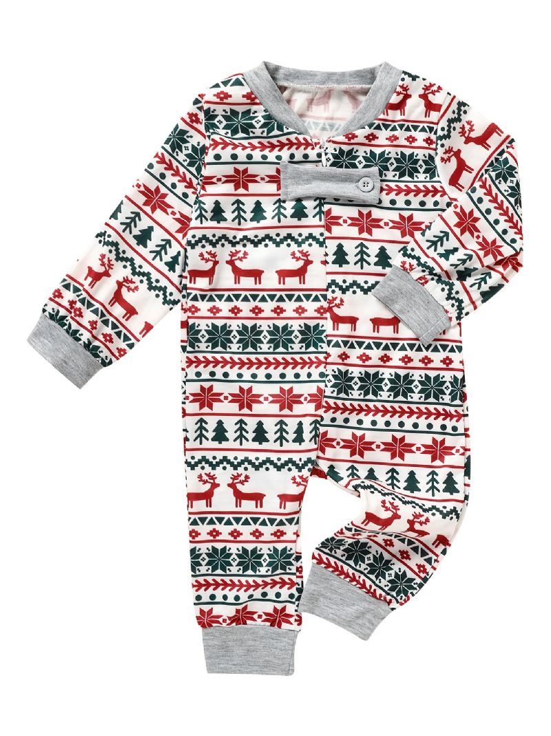 Vastasyntynyt Vauva Jouluhousut Pyjamat Perheasut Joulu Hirvi Joulukuusiprintti Crew Neck Haalari Pojat Tytöt Lapset Vaatteet