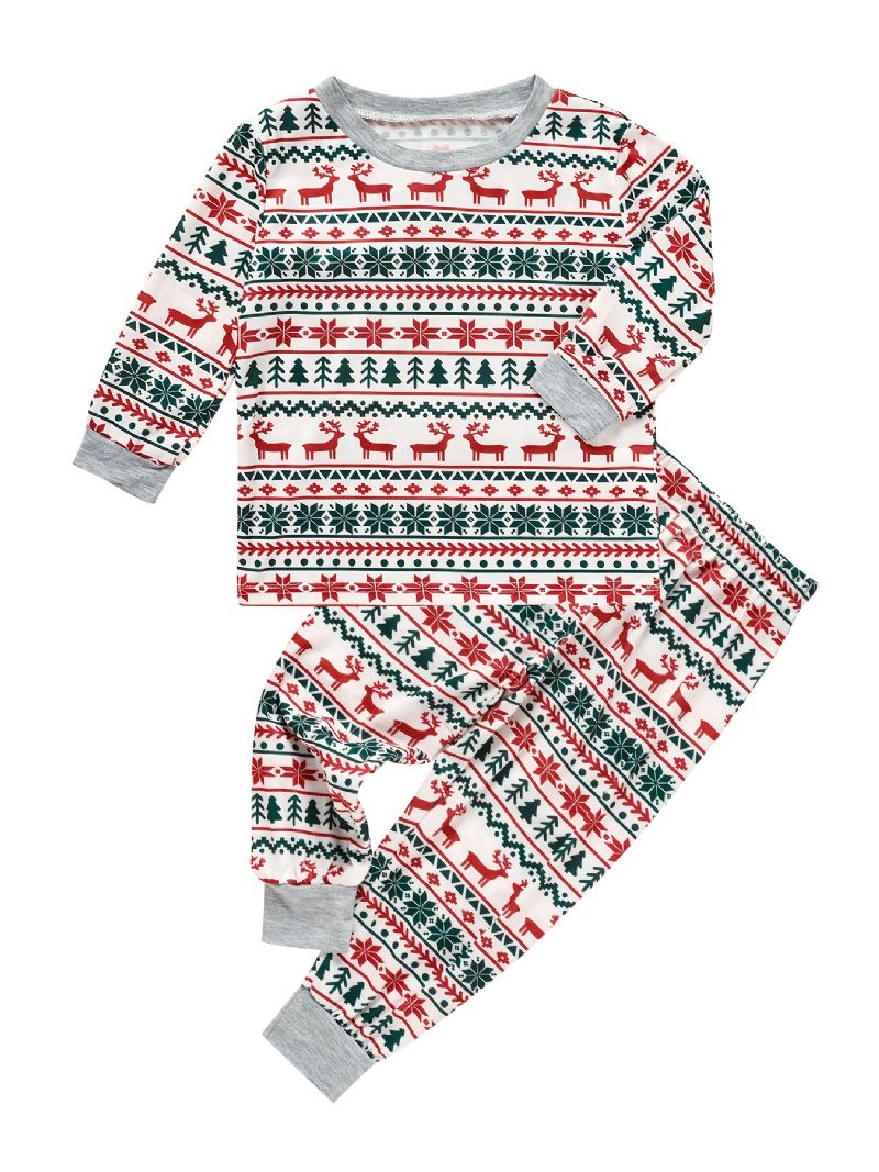 Vauvan Joulu Pyjamat Perheasut Hirvi Joulukuusi Print Crew Neck Top & Housut Setti Pojat Tytöt Lapset Vaatteet