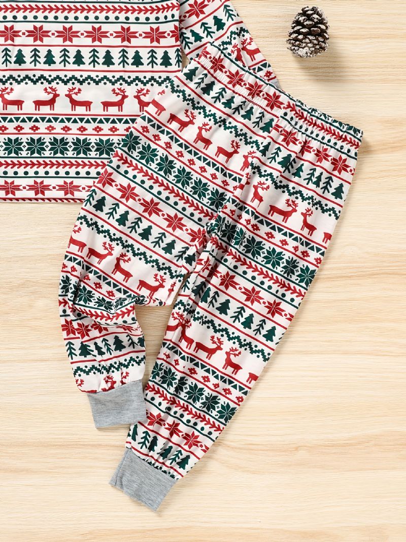Vauvan Joulu Pyjamat Perheasut Hirvi Joulukuusi Print Crew Neck Top & Housut Setti Pojat Tytöt Lapset Vaatteet