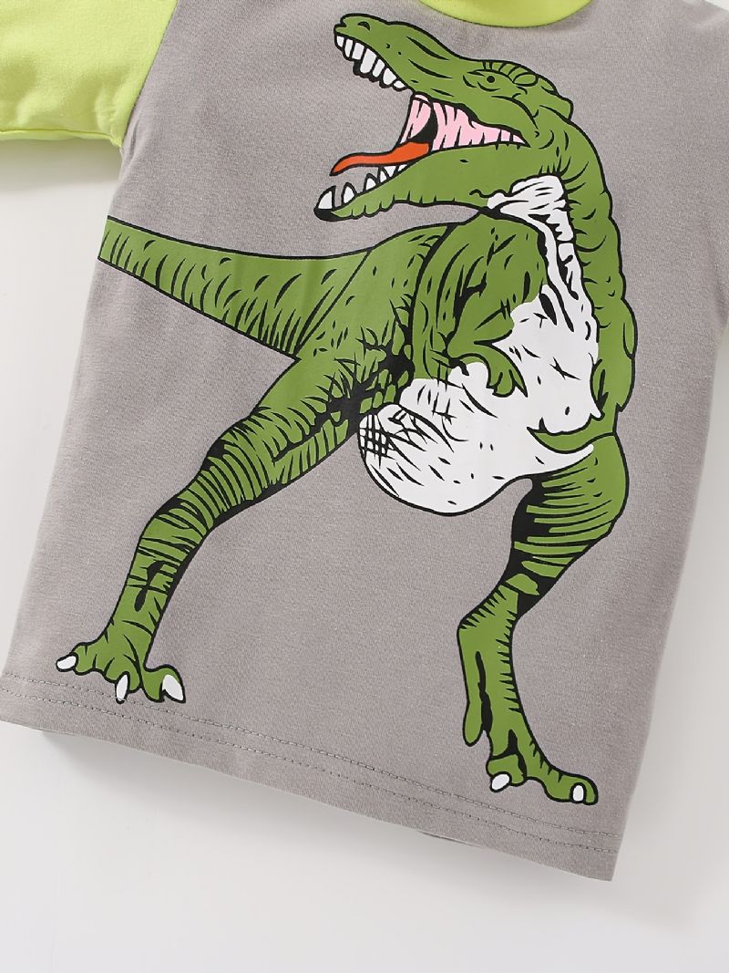 Vauvan Poikien Pyjama Dinosaur Print Pyöreäkaula-aukoinen Pitkähihainen Toppi & Housutsetti