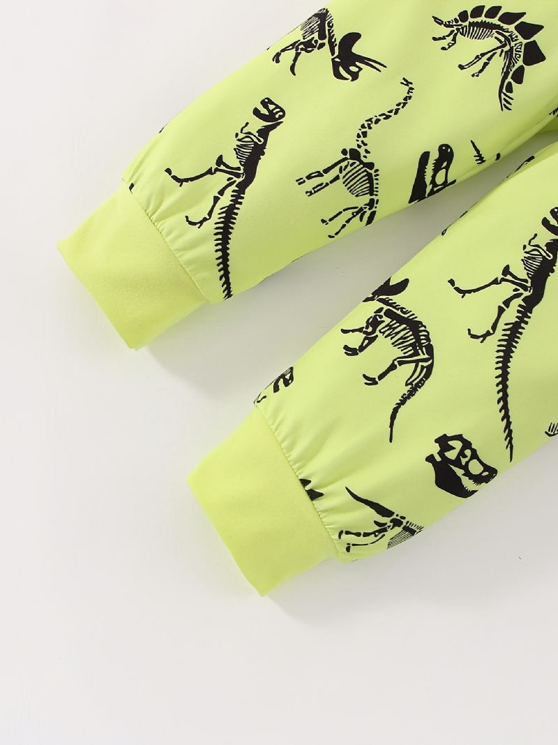 Vauvan Poikien Pyjama Dinosaur Print Pyöreäkaula-aukoinen Pitkähihainen Toppi & Housutsetti