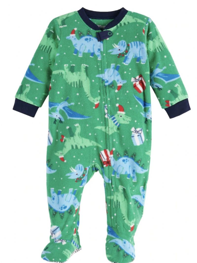 Vauvan Tyttöjen Crew Neck Söpö Sarjakuva Dinosaur Pyjamasetti Joulusetti Pyjamat