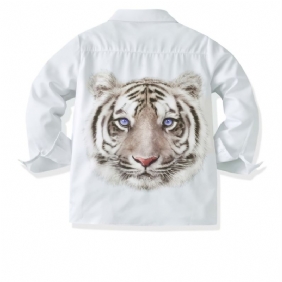 Autumn Winter Poikien Casual Tiger Digital Print Yksivärinen Pitkähihainen Paita