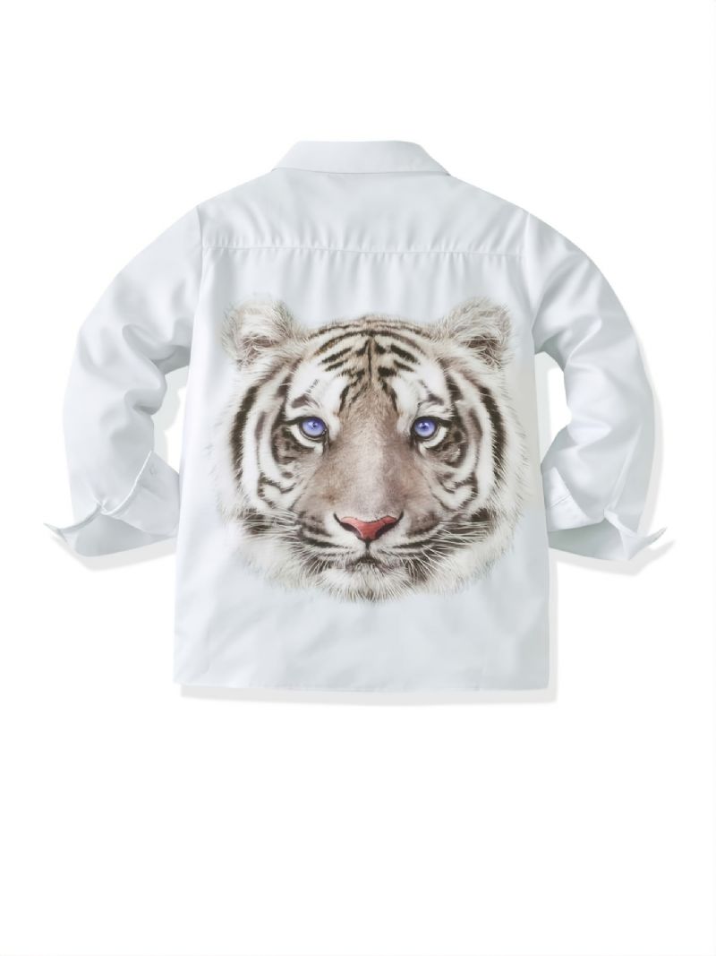 Autumn Winter Poikien Casual Tiger Digital Print Yksivärinen Pitkähihainen Paita