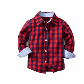 Toddler Poikien Plaid Print Pitkähihainen Paita Lasten Vaatteet