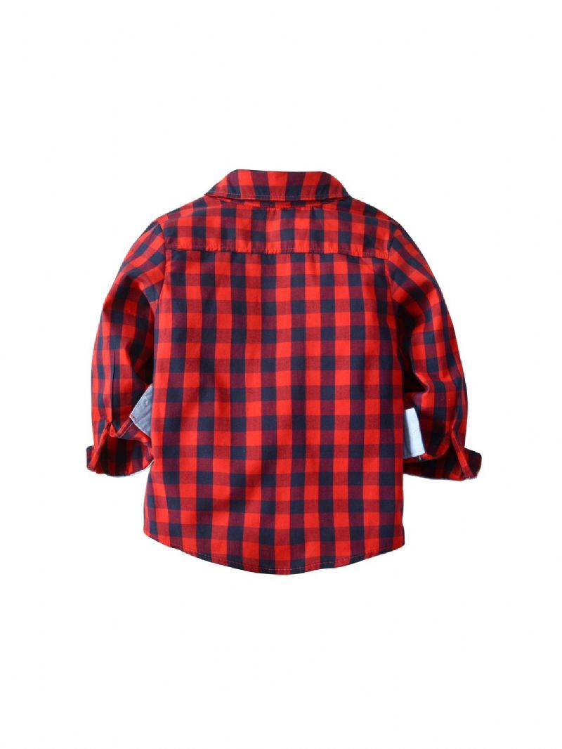 Toddler Poikien Plaid Print Pitkähihainen Paita Lasten Vaatteet