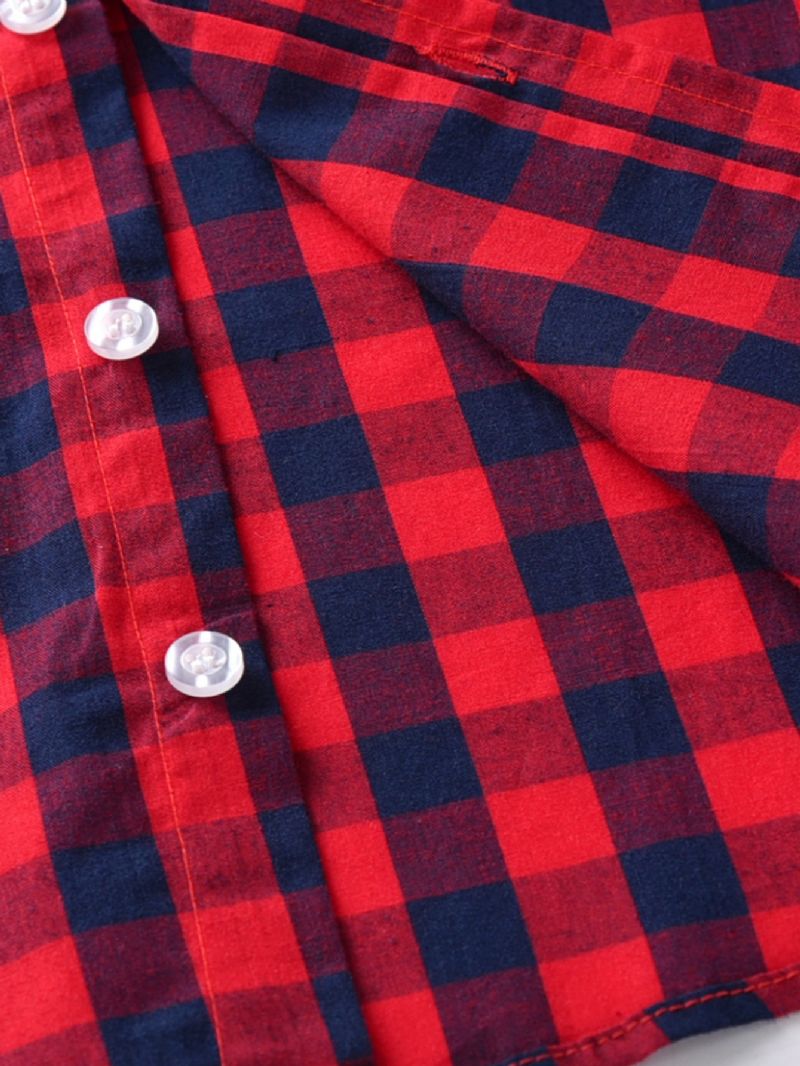 Toddler Poikien Plaid Print Pitkähihainen Paita Lasten Vaatteet