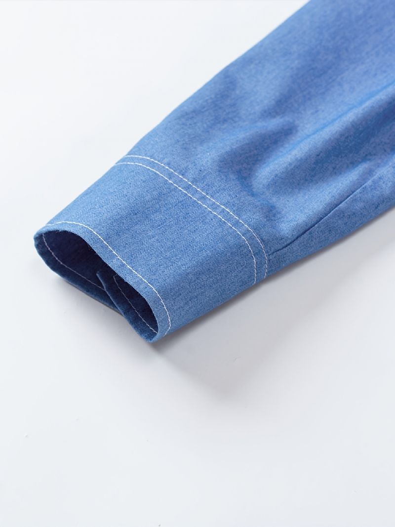 Vauvan Denim Pitkähihaiset Splicing Paidat Button Down Pusero Topit Pojille Tytöt Lasten Vaatteet